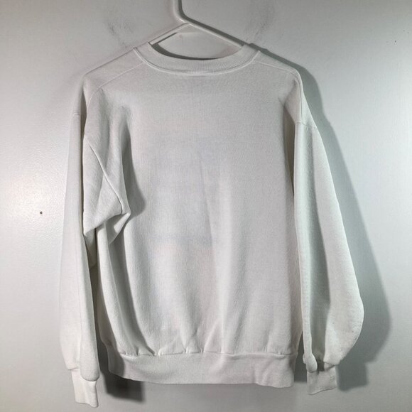 Vintage Jerzees ELW Sweatshirt White Red Blue Yellow Green M Flaw - Picture 2 of 11